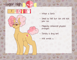 Size: 3500x2750 | Tagged: safe, artist:liefsong, oc, oc only, oc:sugar high, pony, unicorn, female, high res, mare, reference sheet, solo