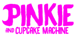 Size: 1122x548 | Tagged: safe, artist:sporealtair, pinkie pie, g4, bendy and the ink machine, implied cupcakes, logo, logo parody, pinkie and cupcake machine, simple background, transparent background