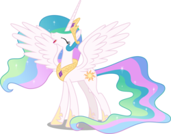 Size: 10806x8478 | Tagged: safe, artist:fruft, princess celestia, alicorn, pony, a royal problem, g4, .svg available, absurd resolution, female, looking up, majestic as fuck, mare, simple background, smiling, solo, spread wings, transparent background, vector, wings
