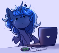 Size: 974x877 | Tagged: safe, artist:1an1, princess luna, alicorn, pony, g4, computer, crying, female, laptop computer, mare, reaction image