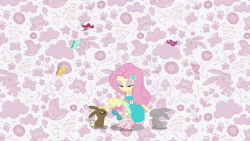 Size: 800x450 | Tagged: safe, screencap, fluttershy, spike, spike the regular dog, bird, butterfly, cardinal, dog, rabbit, songbird, equestria girls, g4, my little pony equestria girls: better together, abstract background, animated, intro, ponied up, transformation
