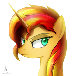 Size: 720x720 | Tagged: safe, artist:zidanemina, sunset shimmer, pony, unicorn, g4, female, mare, simple background, solo