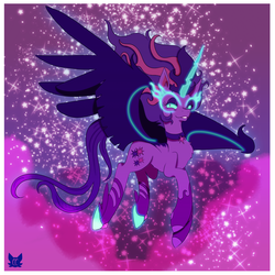 Size: 3000x3000 | Tagged: safe, artist:cckittycreative, sci-twi, twilight sparkle, alicorn, pony, g4, equestria girls ponified, female, high res, looking at you, mare, midnight sparkle, ponified, smiling, solo, stars
