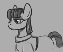 Size: 630x517 | Tagged: safe, artist:purple-blep, maud pie, earth pony, pony, g4, female, monochrome, side view, simple background, sketch, solo