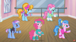 Size: 1920x1080 | Tagged: safe, screencap, flashdancer, limelight, pinkie pie, surf, turf, earth pony, pony, g4, official, dancing, female, male, mare, retro, stallion