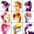 Size: 2160x2160 | Tagged: safe, artist:zidanemina, applejack, derpy hooves, fluttershy, pinkie pie, rainbow dash, rarity, starlight glimmer, sunset shimmer, twilight sparkle, pony, unicorn, g4, female, high res, mane six, mare, one eye closed, smiling