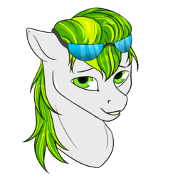 Size: 1500x1500 | Tagged: safe, artist:mymysteriouspony, oc, oc only, oc:white night, pony, bust, glasses, green eyes, looking at you, male, multicolored hair, simple background, smiling, solo, stallion, transparent background