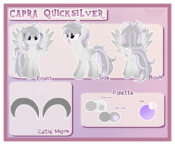 Size: 1024x853 | Tagged: safe, artist:kazziepones, oc, oc only, oc:capra quicksilver, pegasus, pony, female, mare, reference sheet, solo