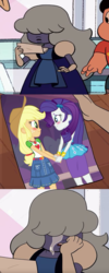 Size: 932x2334 | Tagged: safe, applejack, rarity, gem (race), human, hybrid, equestria girls, equestria girls specials, g4, my little pony equestria girls: better together, my little pony equestria girls: rollercoaster of friendship, crying, female, lesbian, male, meme, sapphire (steven universe), ship:rarijack, shipping, spoilers for another series, steven quartz universe, steven universe