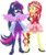 Size: 752x902 | Tagged: dead source, safe, artist:php77, editor:php77, sci-twi, sunset shimmer, twilight sparkle, equestria girls, equestria girls specials, g4, my little pony equestria girls: better together, my little pony equestria girls: forgotten friendship, duo, female, ponied up, sci-twilicorn, simple background, super ponied up, transparent background