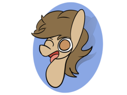 Size: 1600x1200 | Tagged: safe, artist:rafuki, oc, oc only, oc:toffee scotch, pony, bust, gradient background, one eye closed, request, simple background, solo, tongue out, transparent background, wink