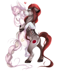 Size: 1121x1385 | Tagged: safe, artist:requiem♥, oc, oc only, cheek fluff, ear fluff, female, male, oc x oc, shipping, simple background, straight, transparent background