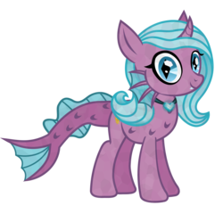 Size: 1685x1618 | Tagged: safe, artist:lightningbolt, derpibooru exclusive, idw, radiant hope, crystal pony, half-siren, pony, g4, .svg available, crystal heart, crystallized, curved horn, fangs, female, fins, fish tail, gem, horn, idw showified, jewelry, necklace, show accurate, simple background, siren gem, slit pupils, solo, species swap, standing, transparent background, vector