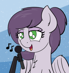 Size: 1820x1920 | Tagged: safe, artist:ashtoneer, oc, oc only, oc:vylet, pegasus, pony, bust, female, mare, microphone, portrait, solo