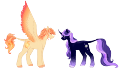 Size: 1024x595 | Tagged: safe, artist:kimyowolf, princess celestia, princess luna, pegasus, pony, unicorn, g4, alternate universe, prince solaris, rule 63, simple background, transparent background