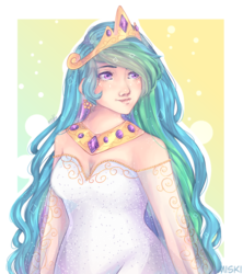 Size: 1300x1466 | Tagged: safe, artist:asttefany, princess celestia, human, g4, clothes, crown, dress, female, humanized, jewelry, regalia, simple background, solo, transparent background