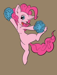 Size: 900x1200 | Tagged: safe, artist:alloco, pinkie pie, earth pony, pony, g4, female, mare, open mouth, pom pom, simple background, smiling, solo