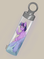 Size: 2400x3200 | Tagged: safe, artist:milkychocoberry, twilight sparkle, alicorn, pony, g4, bipedal, female, high res, micro, simple background, solo, tube, twilight sparkle (alicorn), water