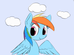Size: 560x420 | Tagged: safe, artist:taurson, rainbow dash, pony, g4, animated, cloud, cloud busting, female, flying, frame by frame, mare, sky, solo