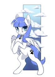 Size: 707x1000 | Tagged: safe, artist:arctic-fox, oc, oc only, oc:snow pup, pegasus, pony, collar, female, mare, rearing, solo