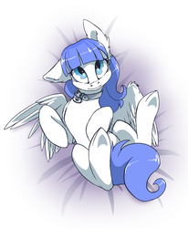 Size: 2057x2500 | Tagged: safe, artist:arctic-fox, oc, oc only, oc:snow pup, pegasus, pony, blue eyes, collar, female, high res, mare, simple background, solo, white background