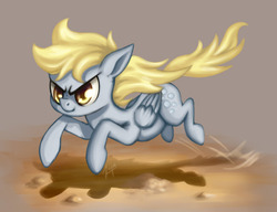 Size: 650x500 | Tagged: safe, artist:zetamad, derpy hooves, pegasus, pony, g4, female, jumping, mare, smiling, solo, underp