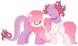Size: 1172x696 | Tagged: safe, artist:crystalponyart7669, oc, oc only, oc:crystal heart, oc:lavender flare, alicorn, earth pony, pony, augmented tail, female, mare, simple background, transparent background