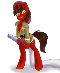 Size: 1260x1534 | Tagged: safe, oc, oc only, pony, unicorn, fire hose, male, misleading thumbnail, solo, stallion, suggestive hose placement