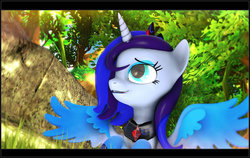 Size: 1920x1210 | Tagged: safe, artist:skilm, oc, oc only, oc:nightblood eclipse, alicorn, pony, 3d, alicorn oc, cute, female, forest, present, princess, relaxed, scenebuild, solo, source filmmaker, tree