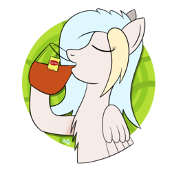 Size: 2000x2000 | Tagged: safe, artist:b-cacto, oc, oc only, oc:teacup cake, pony, drinking, food, high res, kermit the frog, male, meme, simple background, sipping, solo, tea, transparent background