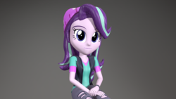 Size: 1920x1080 | Tagged: safe, artist:razethebeast, starlight glimmer, equestria girls, equestria girls specials, g4, mirror magic, 3d, beanie, clothes, female, gray background, hat, pants, simple background, smiling, solo, source filmmaker, vest
