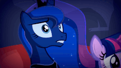 Size: 1500x843 | Tagged: safe, artist:2snacks, princess luna, twilight sparkle, alicorn, pony, two best sisters play, g4, animated, crown, ear pull, eyeshadow, fake luna, female, flowing mane, freaking out, gif, jewelry, liam (tbfp), liam sparkle, makeup, male to female, mare, matt (tbfp), muna, necklace, no, panic, panicking, possessed, regalia, rule 63, super best sisters play, talking, twilight sparkle (alicorn), two best friends play, youtube link