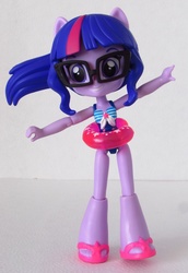 Size: 948x1378 | Tagged: safe, artist:whatthehell!?, sci-twi, twilight sparkle, equestria girls, g4, clothes, doll, equestria girls minis, glasses, irl, photo, ponied up, sandals, swimsuit, toy