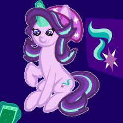 Size: 1000x1000 | Tagged: safe, artist:php185, starlight glimmer, pony, unicorn, equestria girls, equestria girls specials, g4, mirror magic, beanie, cellphone, equestria girls ponified, female, glowing horn, hat, horn, magic, phone, ponified, solo, telekinesis