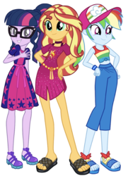 Size: 870x1203 | Tagged: safe, artist:ilaria122, artist:php77, edit, edited screencap, editor:php77, screencap, rainbow dash, sci-twi, sunset shimmer, twilight sparkle, equestria girls, g4, my little pony equestria girls: better together, baseball cap, cap, clothes, dress, female, geode of empathy, geode of fauna, geode of shielding, geode of sugar bombs, geode of super speed, geode of super strength, geode of telekinesis, hat, magical geodes, not a vector, simple background, transparent background, trio, trio female