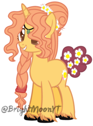 Size: 1024x1377 | Tagged: safe, artist:jxst-roch, oc, oc only, oc:elsa, pony, unicorn, braid, female, flower, mare, simple background, solo, transparent background