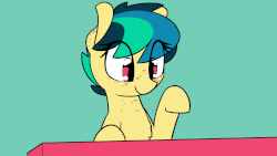 Size: 1280x720 | Tagged: safe, artist:shinodage, oc, oc only, oc:apogee, pegasus, pony, animated, chest fluff, chest freckles, cute, diageetes, ear freckles, electric piano, eye clipping through hair, eye shimmer, female, filly, freckles, green background, hooves, keyboard, musical instrument, ocbetes, piano, shitposting, simple background, smiling, solo, typing