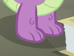 Size: 340x258 | Tagged: safe, screencap, spike, dragon, g4, school daze, claws, cropped, feet, foot focus, legs, male, pictures of legs