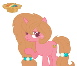 Size: 1460x1264 | Tagged: safe, artist:laisin-cute, oc, oc only, oc:sugar apple, pony, unicorn, base used, colored pupils, female, freckles, mare, offspring, parent:big macintosh, parent:sugar belle, parents:sugarmac, raised hoof, simple background, solo, white background