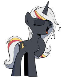 Size: 1885x2291 | Tagged: safe, artist:php104, oc, oc only, oc:velvet remedy, pony, unicorn, fallout equestria, eyes closed, fanfic art, female, music notes, open mouth, simple background, singing, solo, transparent background