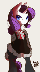 Size: 761x1355 | Tagged: safe, artist:tohupo, rarity, pony, g4, bipedal, clothes, female, mare, smiling, solo