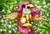 Size: 2516x1689 | Tagged: safe, artist:pridark, fluttershy, pegasus, pony, g4, commission, cute, daaaaaaaaaaaw, female, flower, grass, grass field, high res, hnnng, mare, precious, pridark is trying to murder us, scenery, shyabetes, solo, spread wings, underhoof, weapons-grade cute, wings