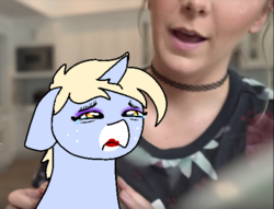 Size: 540x413 | Tagged: safe, alternate version, artist:nootaz, oc, oc:nootaz, human, irl, irl human, jenna marbles, makeup, noot abuse, photo, ponies in real life, sad, teary eyes