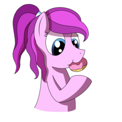 Size: 1000x1000 | Tagged: safe, artist:cappie, oc, oc only, oc:violet ray, pony, bust, donut, eating, female, food, nom, portrait, simple background, solo, transparent background