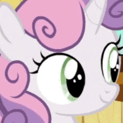Size: 488x488 | Tagged: safe, screencap, sweetie belle, pony, g4, the fault in our cutie marks, animated, cropped, female, filly, giggity, nodding, solo