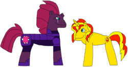 Size: 1508x798 | Tagged: safe, artist:jacobyel, sunset shimmer, tempest shadow, pony, unicorn, g4, my little pony: the movie, 1000 hours in ms paint, broken horn, eye scar, horn, scar