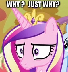Size: 241x254 | Tagged: safe, edit, edited screencap, screencap, opulence, princess cadance, princess flurry heart, alicorn, pony, g4, once upon a zeppelin, background pony, cropped, crown, female, horn, jewelry, las pegasus resident, mare, meme, reaction image, regalia, solo focus, why, wide eyes