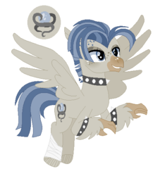 Size: 464x496 | Tagged: safe, artist:6-fingers-lover, oc, oc only, classical hippogriff, hippogriff, hybrid, choker, magical lesbian spawn, offspring, parent:maud pie, parent:princess skystar, simple background, solo, spiked choker, transparent background