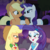 Size: 1080x1080 | Tagged: safe, screencap, applejack, rarity, equestria girls, equestria girls specials, g4, made in manehattan, my little pony equestria girls: better together, my little pony equestria girls: rollercoaster of friendship, my little pony: friendship is magic, blushing, comparison, context is for the weak, duo, female, geode of shielding, geode of super strength, just friends, out of context, shipping fuel