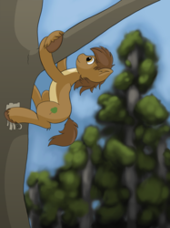 Size: 1280x1707 | Tagged: safe, artist:redquoz, oc, oc only, oc:nikki, squirrel, squirrel pony, atg 2018, climbing, female, forest, newbie artist training grounds, solo, tree, tree branch